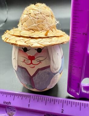 Scare Crow Shelf Sitter Egg Hand Painted Vintage